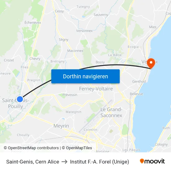 Saint-Genis, Cern Alice to Institut F.-A. Forel (Unige) map