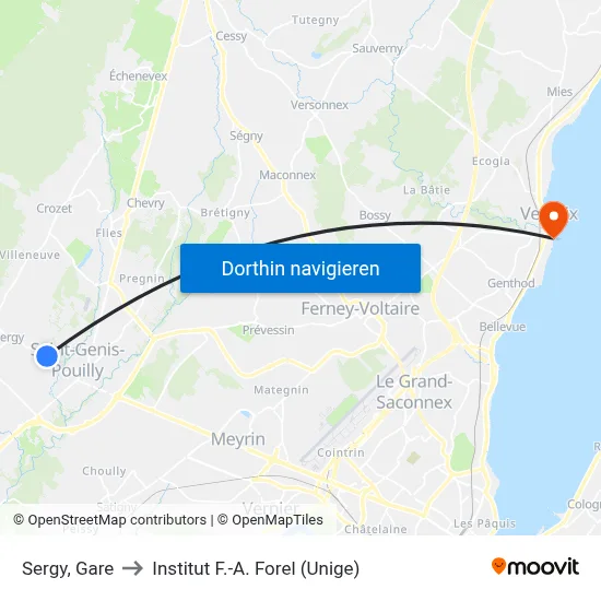 Sergy, Gare to Institut F.-A. Forel (Unige) map