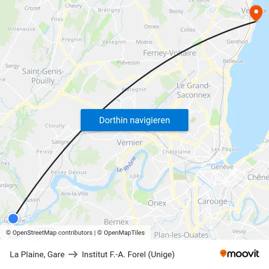 La Plaine, Gare to Institut F.-A. Forel (Unige) map