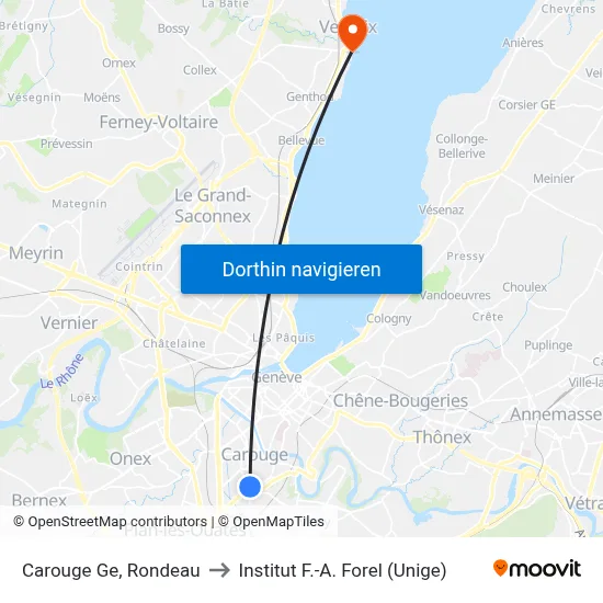 Carouge Ge, Rondeau to Institut F.-A. Forel (Unige) map