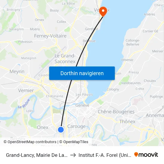 Grand-Lancy, Mairie De Lancy to Institut F.-A. Forel (Unige) map