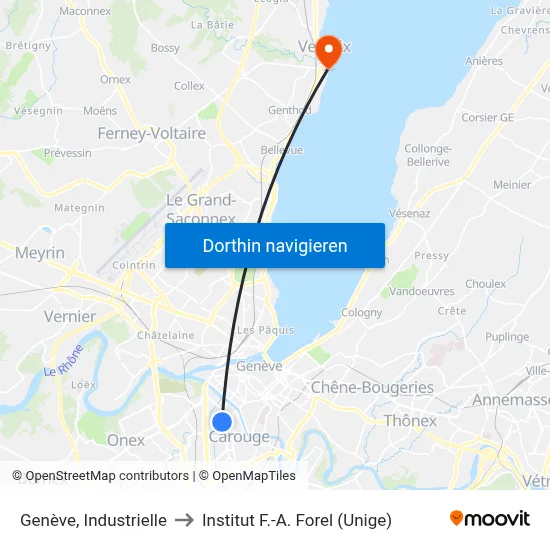 Genève, Industrielle to Institut F.-A. Forel (Unige) map
