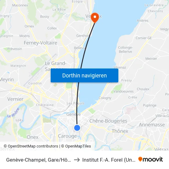 Genève-Champel, Gare/Hôpital to Institut F.-A. Forel (Unige) map