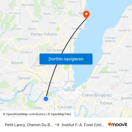 Petit-Lancy, Chemin Du Bac to Institut F.-A. Forel (Unige) map