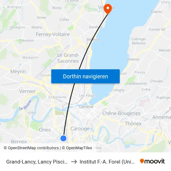 Grand-Lancy, Lancy Piscine to Institut F.-A. Forel (Unige) map