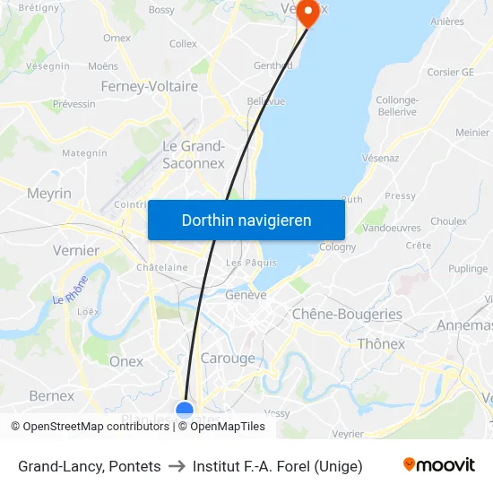 Grand-Lancy, Pontets to Institut F.-A. Forel (Unige) map