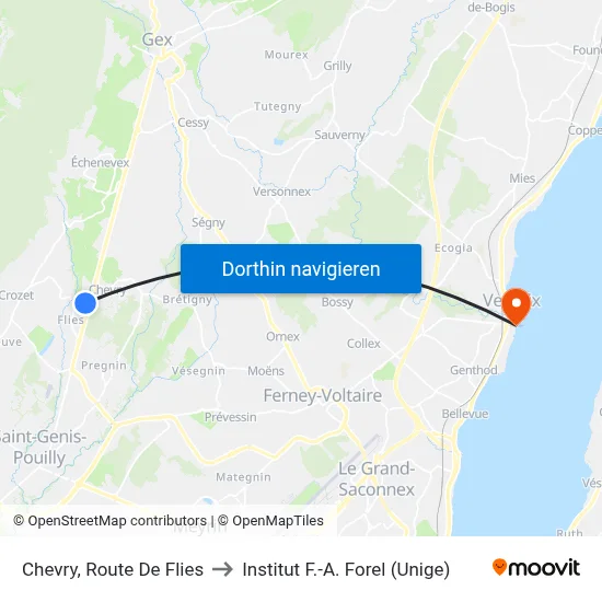 Chevry, Route De Flies to Institut F.-A. Forel (Unige) map
