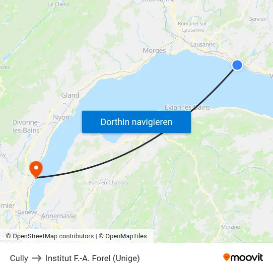 Cully to Institut F.-A. Forel (Unige) map