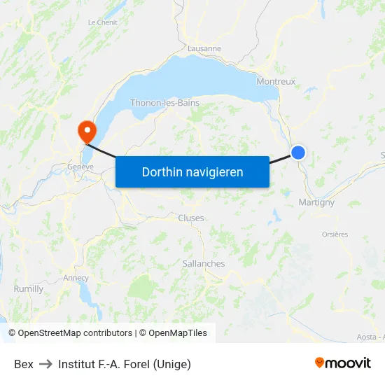 Bex to Institut F.-A. Forel (Unige) map