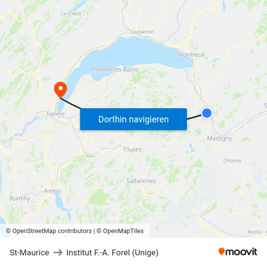 St-Maurice to Institut F.-A. Forel (Unige) map