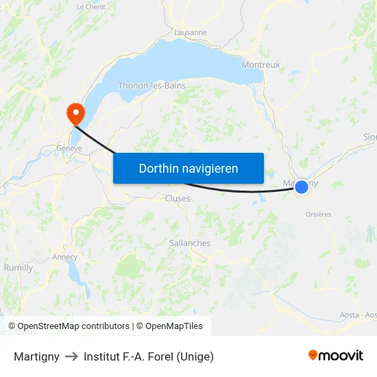 Martigny to Institut F.-A. Forel (Unige) map
