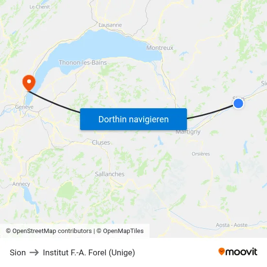 Sion to Institut F.-A. Forel (Unige) map