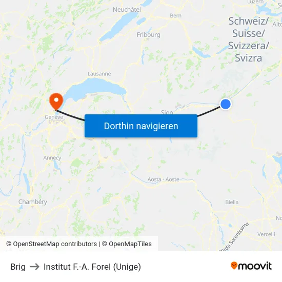 Brig to Institut F.-A. Forel (Unige) map