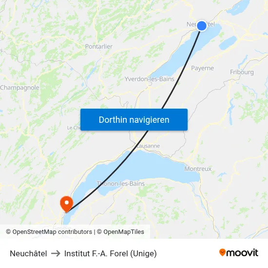 Neuchâtel to Institut F.-A. Forel (Unige) map