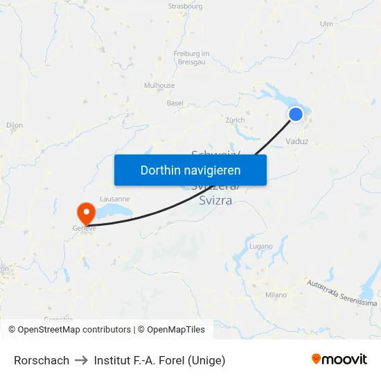 Rorschach to Institut F.-A. Forel (Unige) map