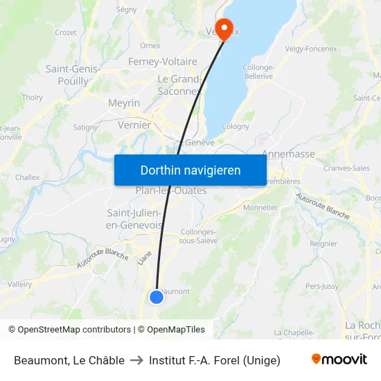 Beaumont, Le Châble to Institut F.-A. Forel (Unige) map