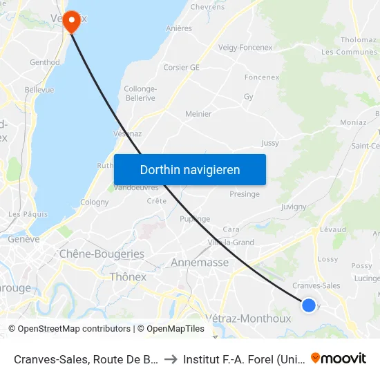 Cranves-Sales, Route De Borly to Institut F.-A. Forel (Unige) map