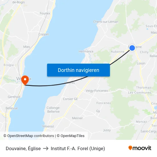 Douvaine, Église to Institut F.-A. Forel (Unige) map