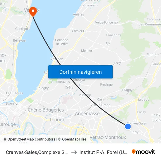 Cranves-Sales,Complexe Sportif to Institut F.-A. Forel (Unige) map