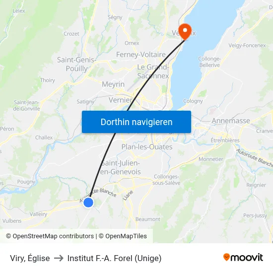 Viry, Église to Institut F.-A. Forel (Unige) map