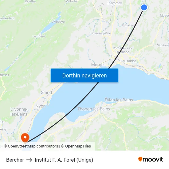 Bercher to Institut F.-A. Forel (Unige) map