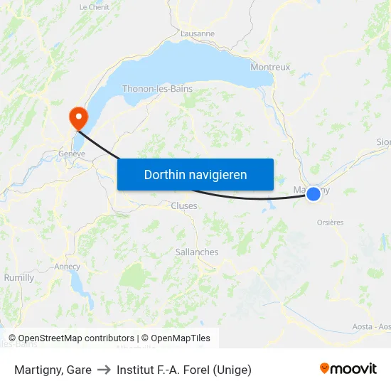 Martigny, Gare to Institut F.-A. Forel (Unige) map
