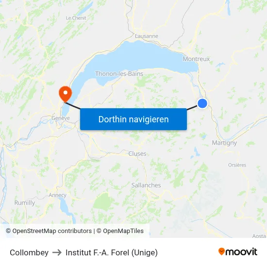 Collombey to Institut F.-A. Forel (Unige) map