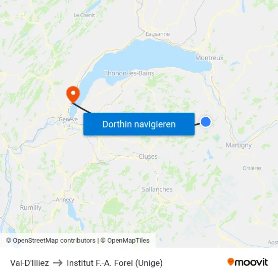 Val-D'Illiez to Institut F.-A. Forel (Unige) map
