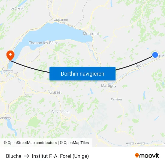 Bluche to Institut F.-A. Forel (Unige) map