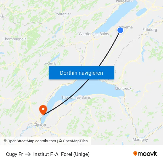 Cugy Fr to Institut F.-A. Forel (Unige) map