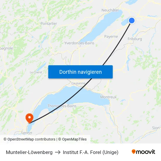 Muntelier-Löwenberg to Institut F.-A. Forel (Unige) map