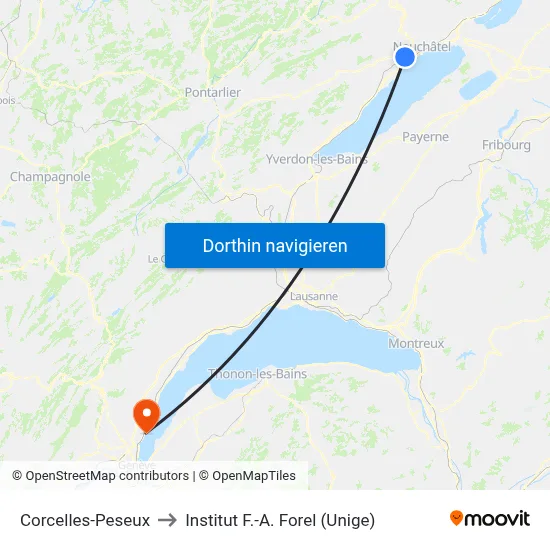 Corcelles-Peseux to Institut F.-A. Forel (Unige) map
