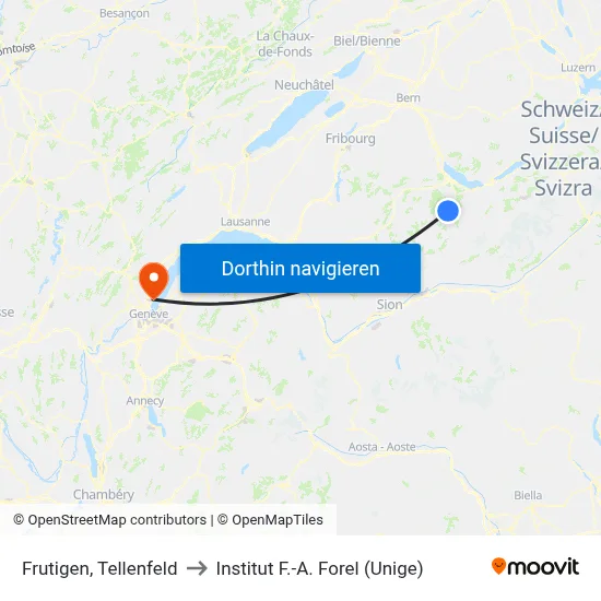 Frutigen, Tellenfeld to Institut F.-A. Forel (Unige) map