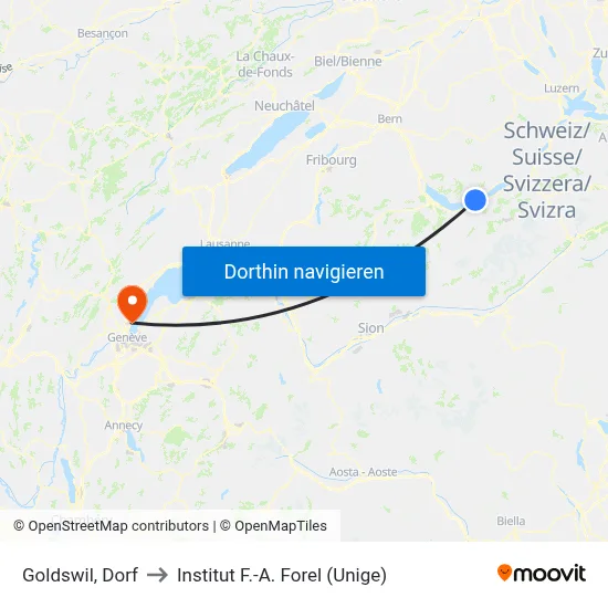 Goldswil, Dorf to Institut F.-A. Forel (Unige) map