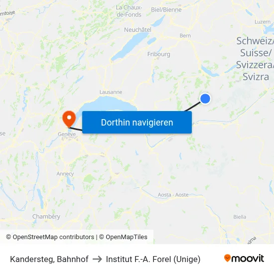 Kandersteg, Bahnhof to Institut F.-A. Forel (Unige) map