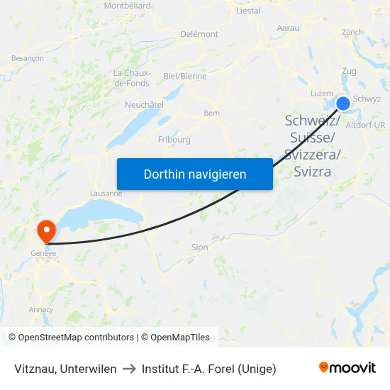 Vitznau, Unterwilen to Institut F.-A. Forel (Unige) map