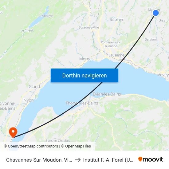 Chavannes-Sur-Moudon, Village to Institut F.-A. Forel (Unige) map