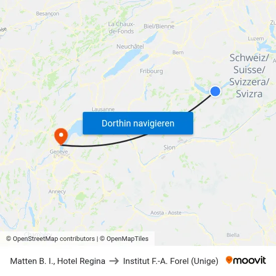 Matten B. I., Hotel Regina to Institut F.-A. Forel (Unige) map