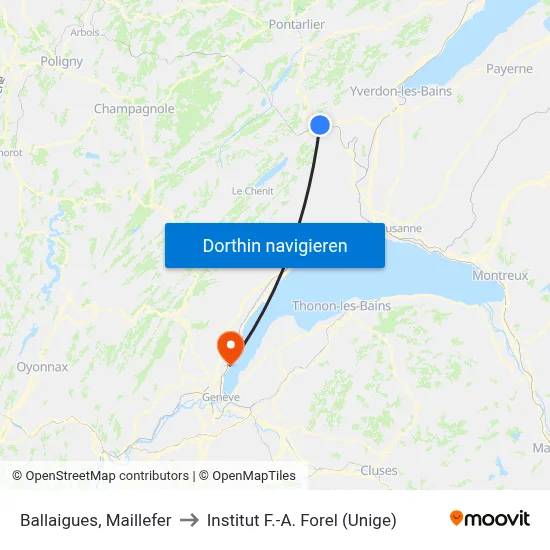 Ballaigues, Maillefer to Institut F.-A. Forel (Unige) map