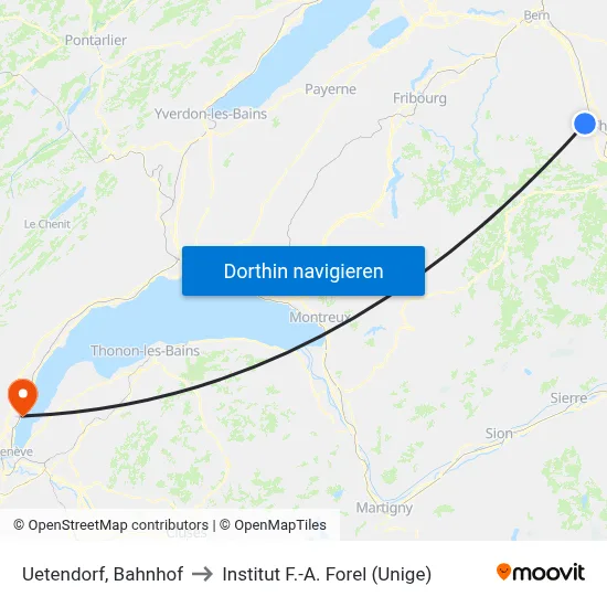 Uetendorf, Bahnhof to Institut F.-A. Forel (Unige) map