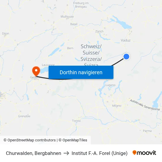 Churwalden, Bergbahnen to Institut F.-A. Forel (Unige) map