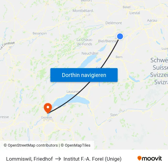 Lommiswil, Friedhof to Institut F.-A. Forel (Unige) map