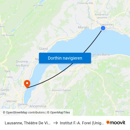 Lausanne, Théâtre De Vidy to Institut F.-A. Forel (Unige) map