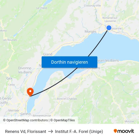 Renens Vd, Florissant to Institut F.-A. Forel (Unige) map