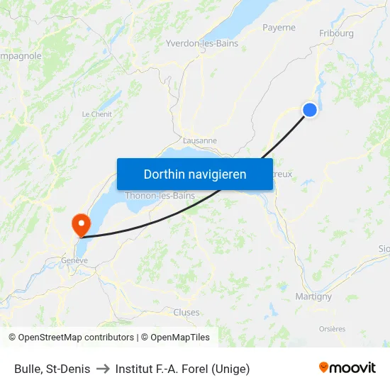 Bulle, St-Denis to Institut F.-A. Forel (Unige) map