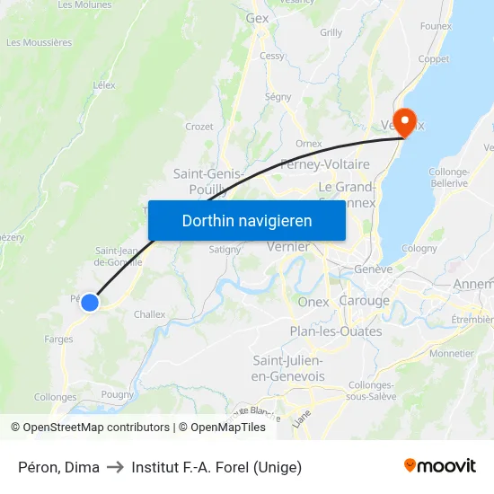 Péron, Dima to Institut F.-A. Forel (Unige) map