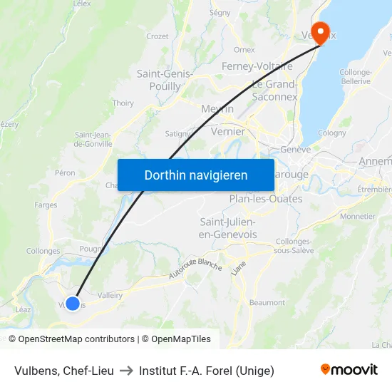 Vulbens, Chef-Lieu to Institut F.-A. Forel (Unige) map