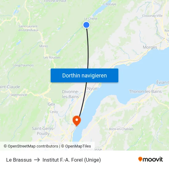 Le Brassus to Institut F.-A. Forel (Unige) map