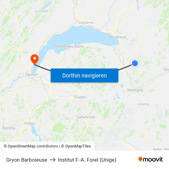 Gryon Barboleuse to Institut F.-A. Forel (Unige) map