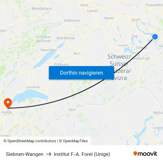Siebnen-Wangen to Institut F.-A. Forel (Unige) map
